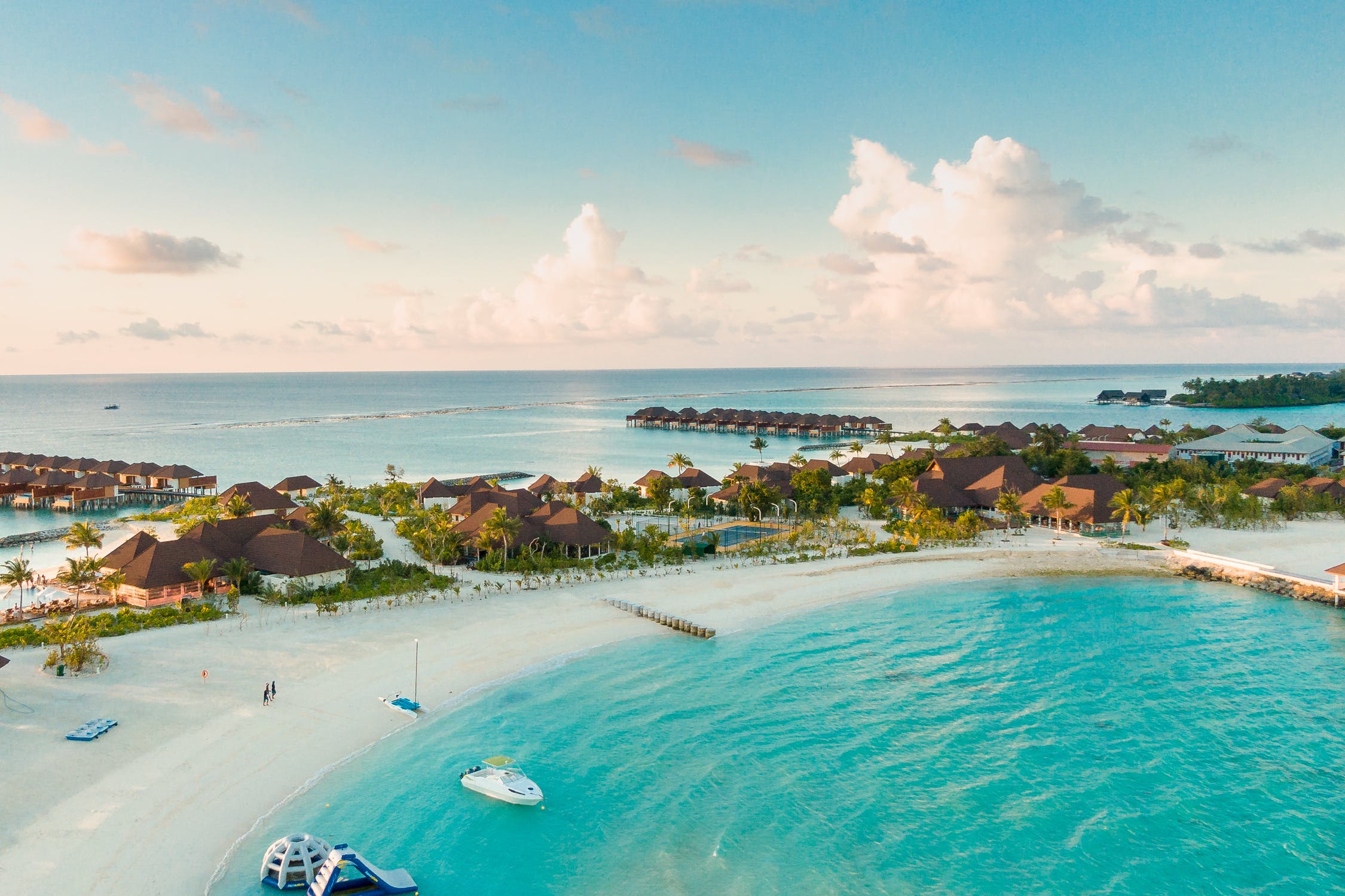 A beach resort with turquoise water